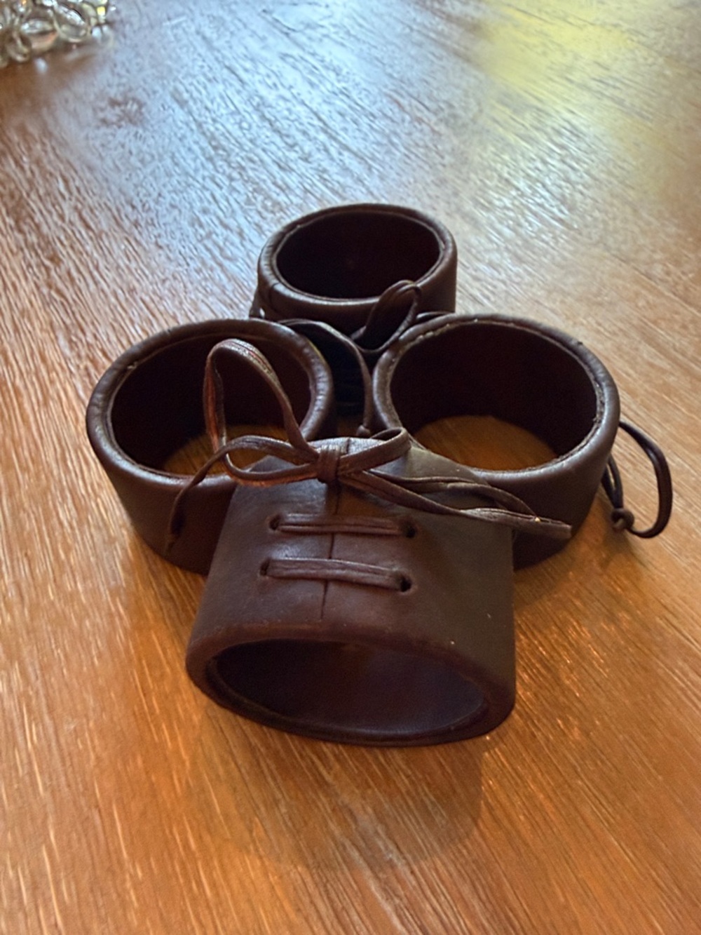 (4) Brown Leather Napkin Rings